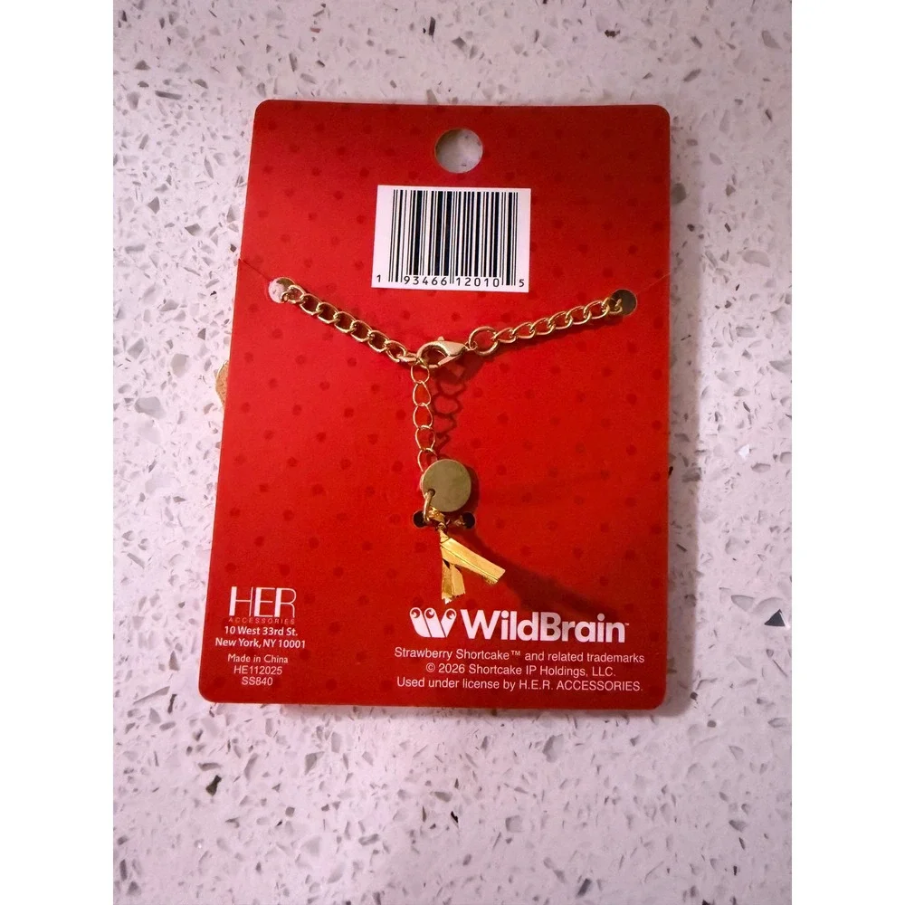 Strawberry Shortcake Charm Bracelet Gold Enamel Charms H.E.R. Accessories NEW